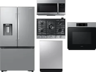 5 Piece Package Includes Refrigerator, Cooktop, Wall Oven, Microwave And Dishwasher