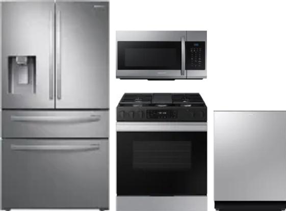 4 Piece Package Includes Refrigerator, Range, Microwave And Dishwasher