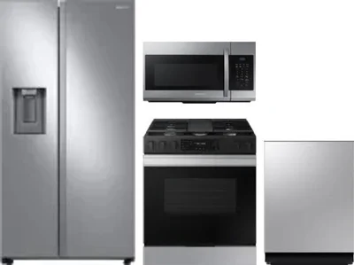 4 Piece Package Includes Refrigerator, Range, Microwave And Dishwasher