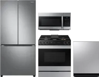 4 Piece Package Includes Refrigerator, Range, Microwave And Dishwasher