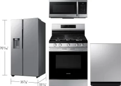 4 Piece Package Includes Refrigerator, Range, Microwave And Dishwasher