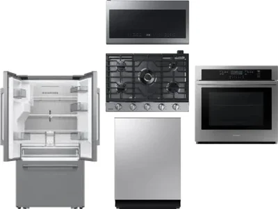 5 Piece Package Includes Refrigerator, Cooktop, Wall Oven, Microwave And Dishwasher