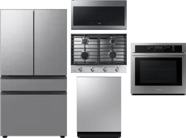 5 Piece Package Includes Refrigerator, Cooktop, Wall Oven, Microwave And Dishwasher