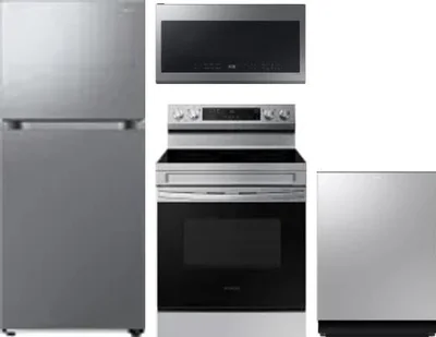 4 Piece Package Includes Refrigerator, Range, Microwave And Dishwasher