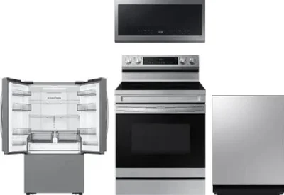4 Piece Package Includes Refrigerator, Range, Microwave And Dishwasher