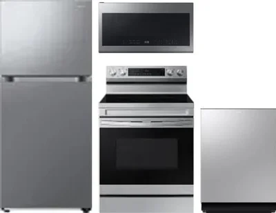 4 Piece Package Includes Refrigerator, Range, Microwave And Dishwasher