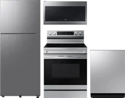 4 Piece Package Includes Refrigerator, Range, Microwave And Dishwasher