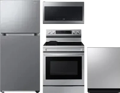 4 Piece Package Includes Refrigerator, Range, Microwave And Dishwasher