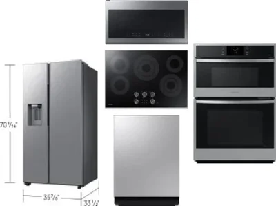 5 Piece Package Includes Refrigerator, Cooktop, Wall Oven, Microwave And Dishwasher