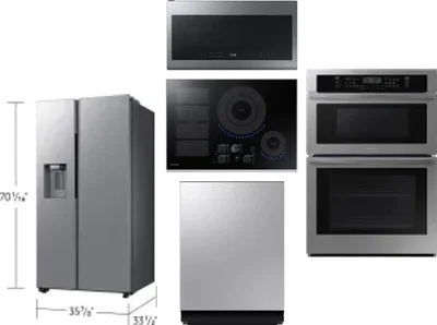 5 Piece Package Includes Refrigerator, Cooktop, Wall Oven, Microwave And Dishwasher