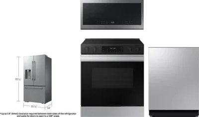 4 Piece Package Includes Refrigerator, Range, Microwave And Dishwasher