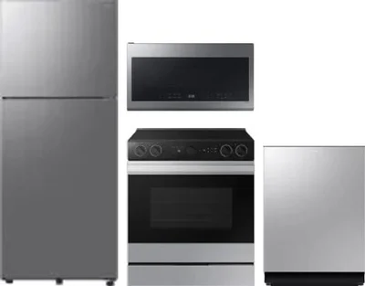 4 Piece Package Includes Refrigerator, Range, Microwave And Dishwasher