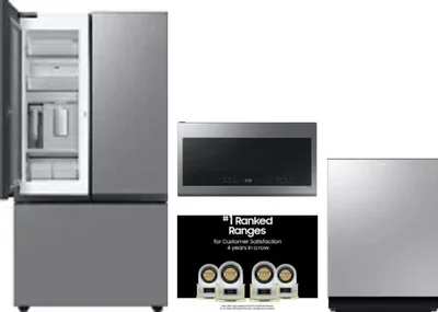 4 Piece Package Includes Refrigerator, Range, Microwave And Dishwasher