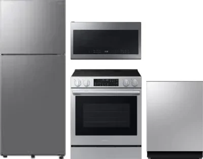 4 Piece Package Includes Refrigerator, Range, Microwave And Dishwasher