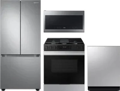 4 Piece Package Includes Refrigerator, Range, Microwave And Dishwasher