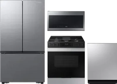 4 Piece Package Includes Refrigerator, Range, Microwave And Dishwasher