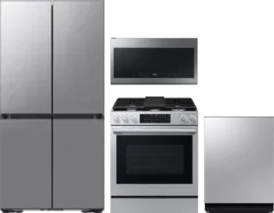 4 Piece Package Includes Refrigerator, Range, Microwave And Dishwasher