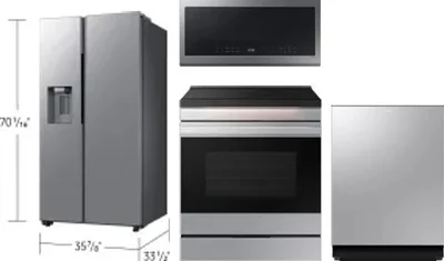 4 Piece Package Includes Refrigerator, Range, Microwave And Dishwasher