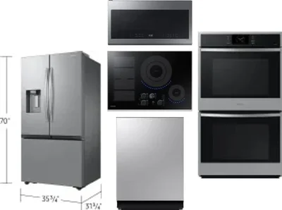 5 Piece Package Includes Refrigerator, Cooktop, Wall Oven, Microwave And Dishwasher