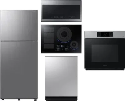 5 Piece Package Includes Refrigerator, Cooktop, Wall Oven, Microwave And Dishwasher