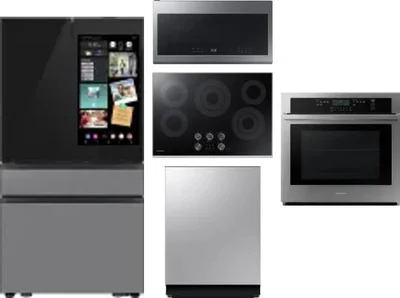 5 Piece Package Includes Refrigerator, Cooktop, Wall Oven, Microwave And Dishwasher