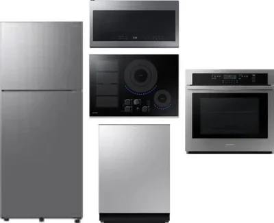 5 Piece Package Includes Refrigerator, Cooktop, Wall Oven, Microwave And Dishwasher