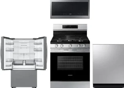 4 Piece Package Includes Refrigerator, Range, Microwave And Dishwasher