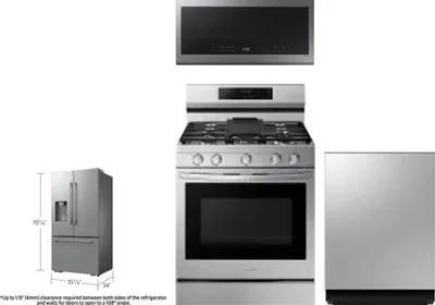 4 Piece Package Includes Refrigerator, Range, Microwave And Dishwasher