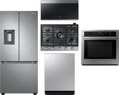 5 Piece Package Includes Refrigerator, Cooktop, Wall Oven, Microwave And Dishwasher