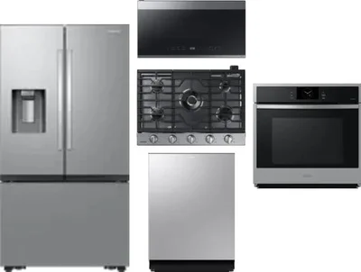 5 Piece Package Includes Refrigerator, Cooktop, Wall Oven, Microwave And Dishwasher