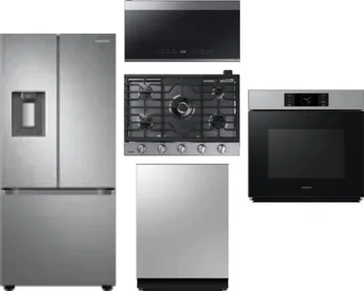 5 Piece Package Includes Refrigerator, Cooktop, Wall Oven, Microwave And Dishwasher