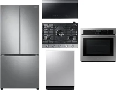 5 Piece Package Includes Refrigerator, Cooktop, Wall Oven, Microwave And Dishwasher