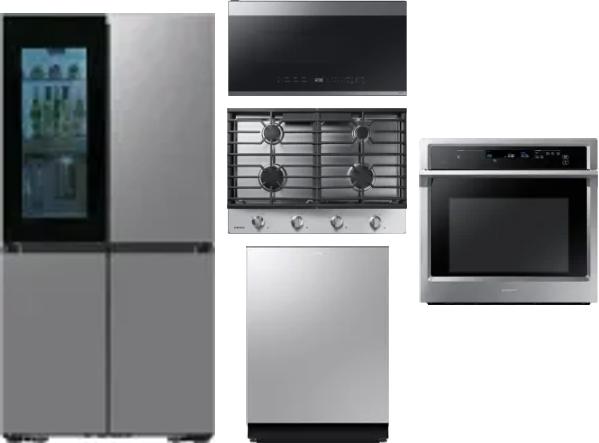 5 Piece Package Includes Refrigerator, Cooktop, Wall Oven, Microwave And Dishwasher