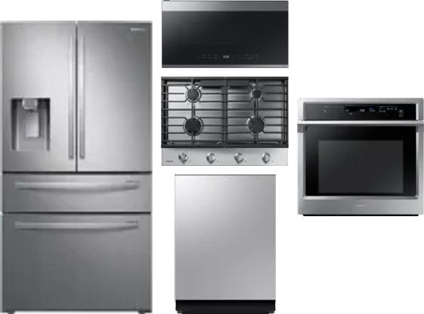 5 Piece Package Includes Refrigerator, Cooktop, Wall Oven, Microwave And Dishwasher