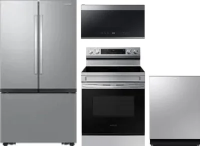 4 Piece Package Includes Refrigerator, Range, Microwave And Dishwasher