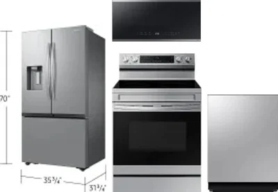4 Piece Package Includes Refrigerator, Range, Microwave And Dishwasher