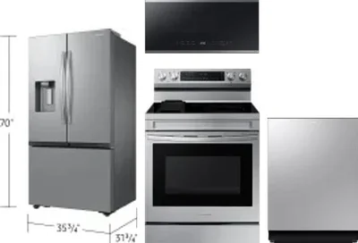 4 Piece Package Includes Refrigerator, Range, Microwave And Dishwasher