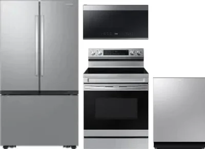 4 Piece Package Includes Refrigerator, Range, Microwave And Dishwasher