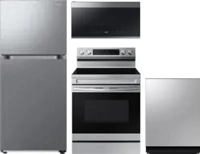 4 Piece Package Includes Refrigerator, Range, Microwave And Dishwasher