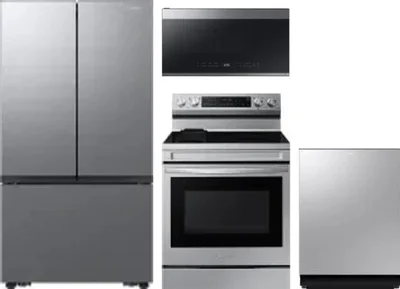 4 Piece Package Includes Refrigerator, Range, Microwave And Dishwasher