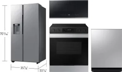 4 Piece Package Includes Refrigerator, Range, Microwave And Dishwasher