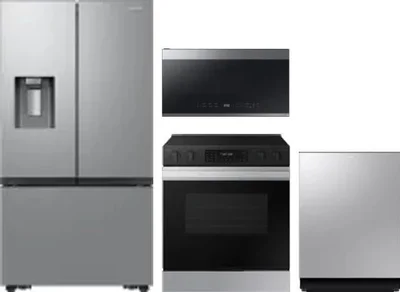 4 Piece Package Includes Refrigerator, Range, Microwave And Dishwasher