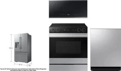 4 Piece Package Includes Refrigerator, Range, Microwave And Dishwasher