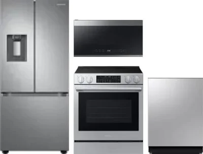 4 Piece Package Includes Refrigerator, Range, Microwave And Dishwasher