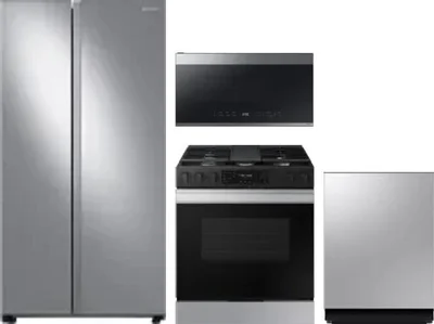 4 Piece Package Includes Refrigerator, Range, Microwave And Dishwasher