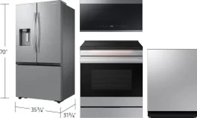 4 Piece Package Includes Refrigerator, Range, Microwave And Dishwasher