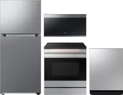 4 Piece Package Includes Refrigerator, Range, Microwave And Dishwasher