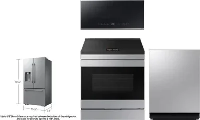 4 Piece Package Includes Refrigerator, Range, Microwave And Dishwasher