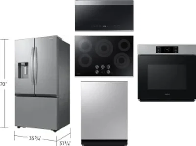 5 Piece Package Includes Refrigerator, Cooktop, Wall Oven, Microwave And Dishwasher
