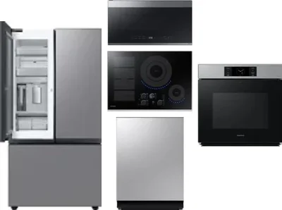 5 Piece Package Includes Refrigerator, Cooktop, Wall Oven, Microwave And Dishwasher